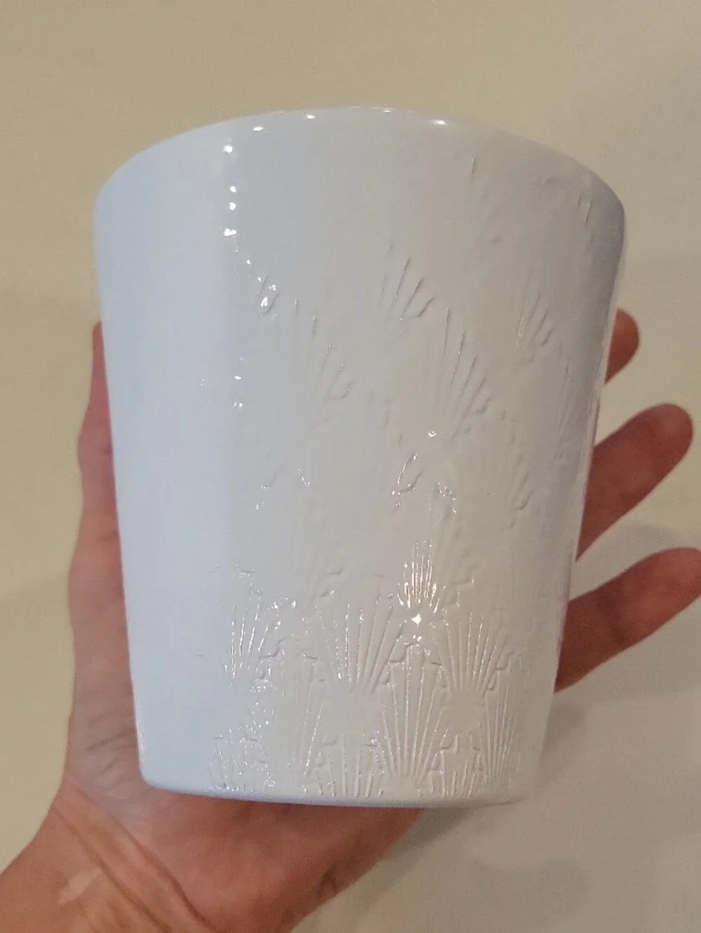Vintage White Textured Made In Germany Ceramic Planter/ Flower Pot - Picture 3 of 5